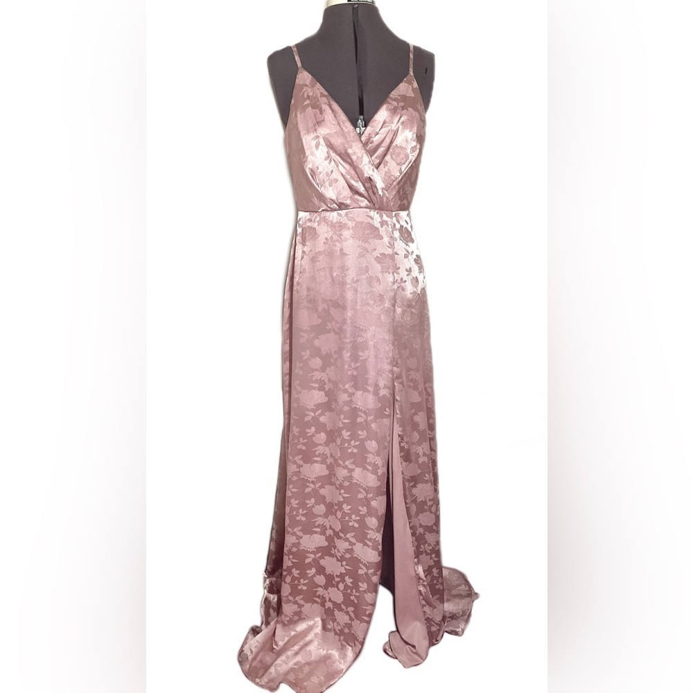 Lulus Radiant Refinement Satin Jacquard Maxi Dress M
